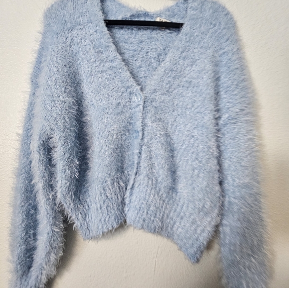 Major Fuzzy Sweatwr Cardigan Sz L - Picture 4 of 5